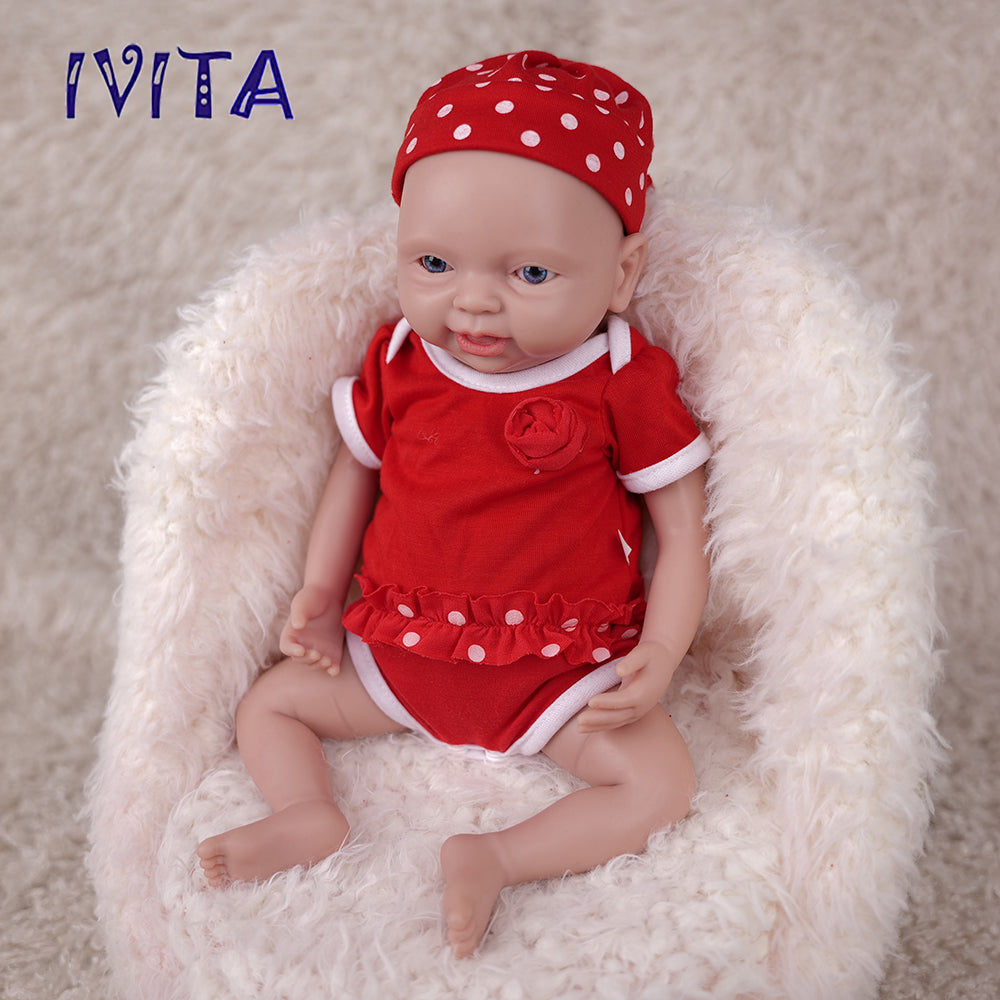 1556 IVITA 15'' Vivid Silicone Reborn Baby Blue Eyes Silicone