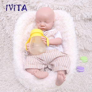 1548 IVITA 17'' Sleeping Silicone Reborn Baby Eye Closed Platium Liquid Silicone Doll Kids Xmas Gift