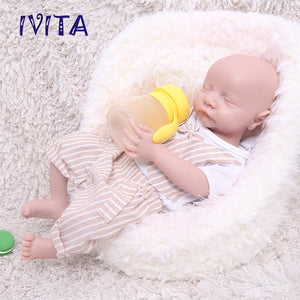 1548 IVITA 17'' Sleeping Silicone Reborn Baby Eye Closed Platium Liquid Silicone Doll Kids Xmas Gift