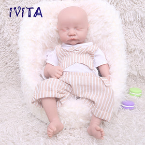 1548 IVITA 17'' Sleeping Silicone Reborn Baby Eye Closed Platium Liquid Silicone Doll Kids Xmas Gift