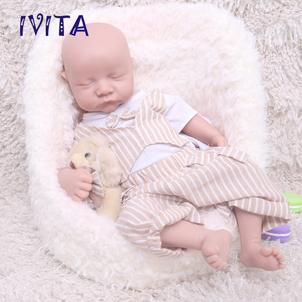 1548 IVITA 17'' Sleeping Silicone Reborn Baby Eye Closed Platium Liquid Silicone Doll Kids Xmas Gift