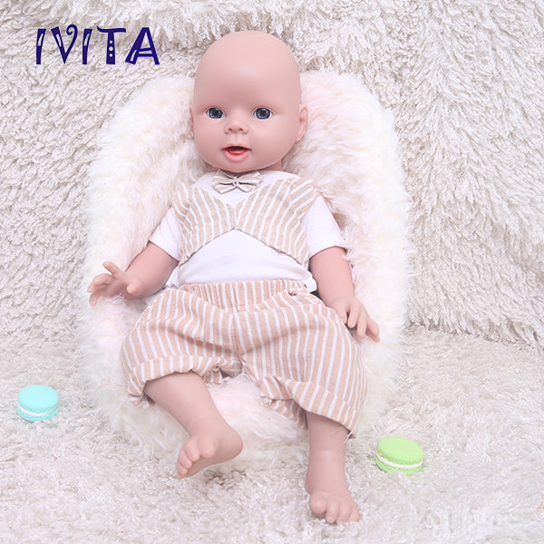 1552 IVITA 20'' Soft Silicone Reborn Baby Bald Silicone Newborn Doll Can Take Pacifier