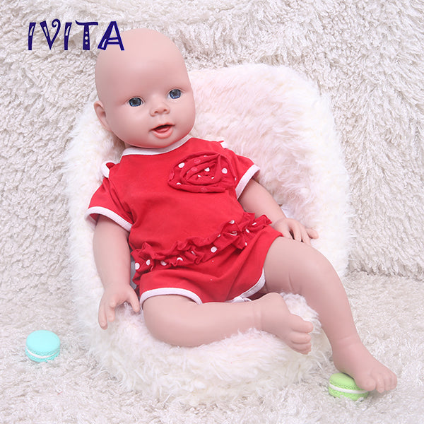 1552 IVITA 20'' Soft Silicone Reborn Baby Bald Silicone Newborn Doll Can Take Pacifier