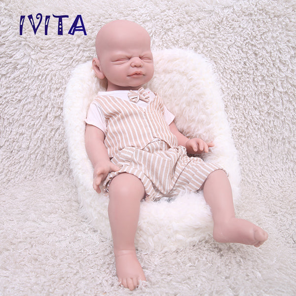 1547 IVITA 21'' Eyes Closed Alseep Silicone Reborn Baby Girl and Boy Platium Silicone Doll