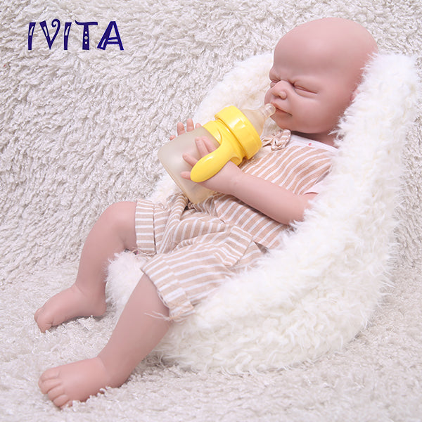 1547 IVITA 21'' Eyes Closed Alseep Silicone Reborn Baby Girl and Boy Platium Silicone Doll