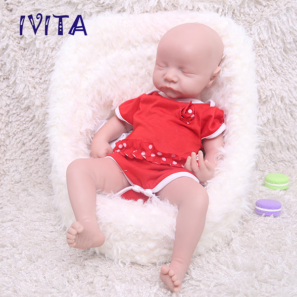 1548 IVITA 17'' Sleeping Silicone Reborn Baby Eye Closed Platium Liquid Silicone Doll Kids Xmas Gift