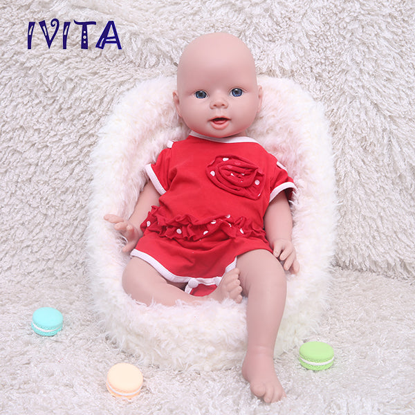 1552 IVITA 20'' Soft Silicone Reborn Baby Bald Silicone Newborn Doll Can Take Pacifier