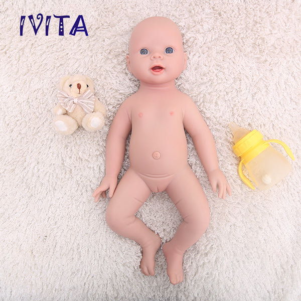 1552 IVITA 20'' Soft Silicone Reborn Baby Bald Silicone Newborn Doll Can Take Pacifier