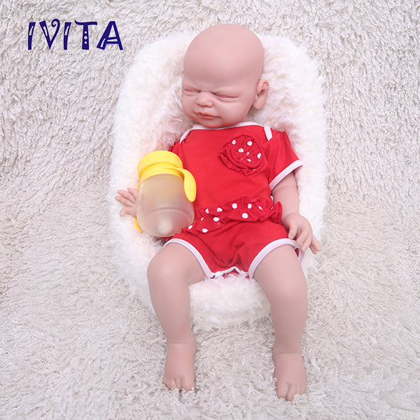 1547 IVITA 21'' Eyes Closed Alseep Silicone Reborn Baby Girl and Boy Platium Silicone Doll