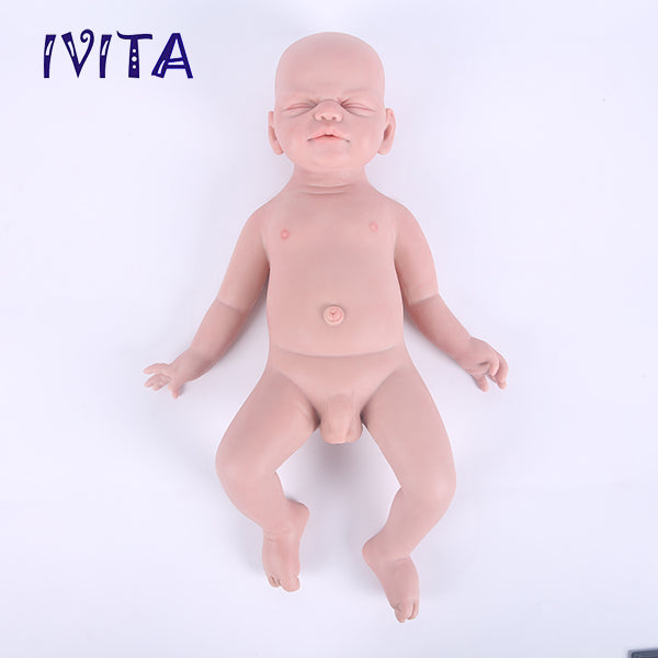 1547 IVITA 21'' Eyes Closed Alseep Silicone Reborn Baby Girl and Boy Platium Silicone Doll