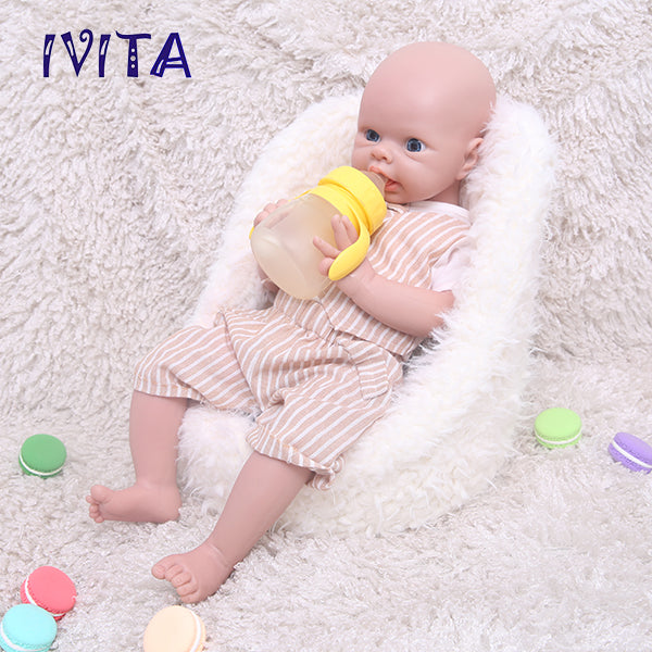 1550 IVITA 20'' Silicone Reborn Baby Bald Silicone Newborn Doll Mouth Open