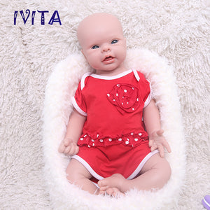 1550 IVITA 20'' Silicone Reborn Baby Bald Silicone Newborn Doll Mouth Open