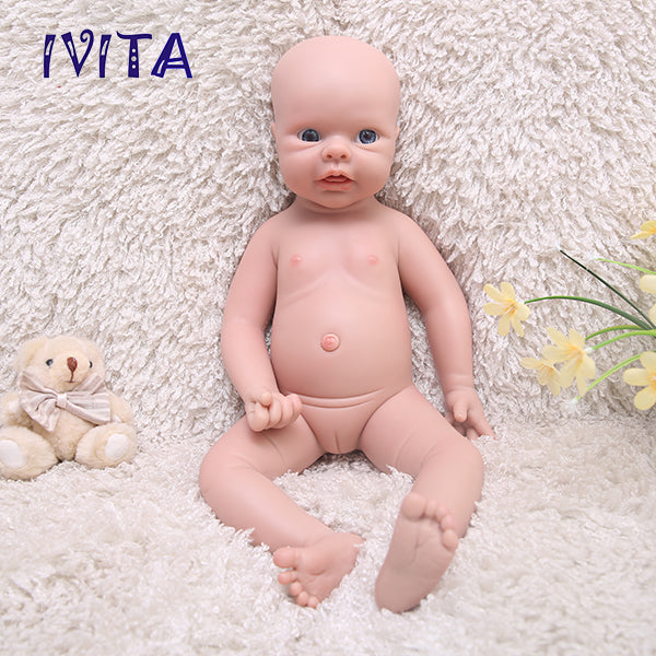 1550 IVITA 20'' Silicone Reborn Baby Bald Silicone Newborn Doll Mouth Open