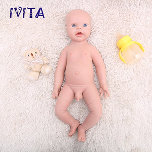 1550 IVITA 20'' Silicone Reborn Baby Bald Silicone Newborn Doll Mouth Open