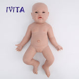 1526 IVITA 17'' Squishy Silicone Reborn Baby Blue Eyes Boy And Girl Mouth Open Can Take Dummy