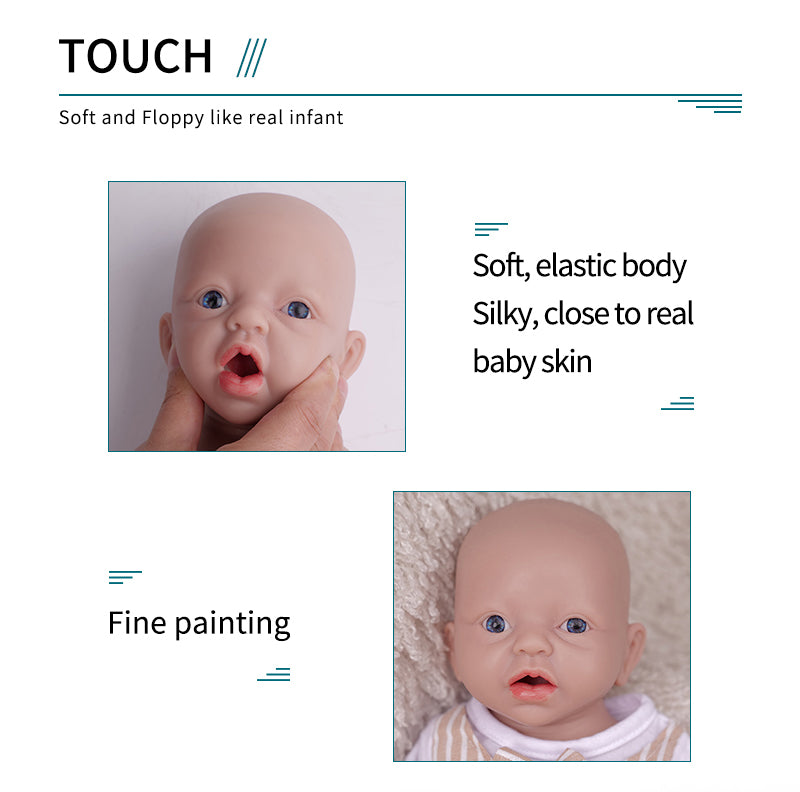 1554 IVITA 15'' Silicone Reborn Baby Blue Eyes Mouth Open Silicone Newborn Doll Can Take A Dummy