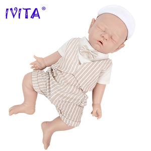 1528 IVITA 17'' Lifelike Silicone Doll Eyes Closed Reborn Baby Boy and Girl Mouth Open