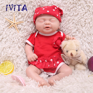 1535 IVITA 14'' Small Silicone Doll Sleeping Reborn Baby Boy And Girl Doll Mouth Open Can Take Pacifier