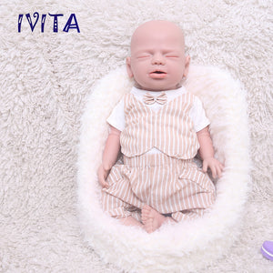 1544 IVITA 19'' Eyes Closed Silicone Baby Boy and Girl Sleeping Squishy Silicone Doll