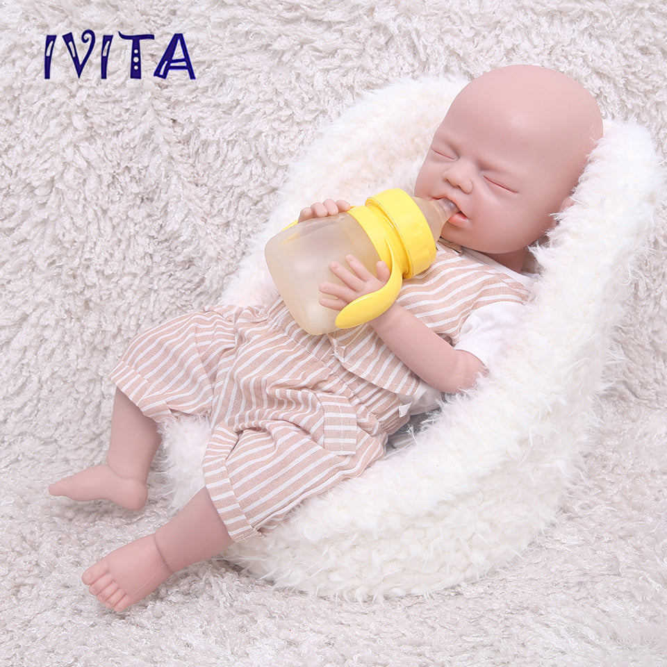 1544 IVITA 19'' Eyes Closed Silicone Baby Boy and Girl Sleeping Squishy Silicone Doll