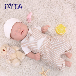 1535 IVITA 14'' Small Silicone Doll Sleeping Reborn Baby Boy And Girl Doll Mouth Open Can Take Pacifier