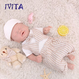 1535 IVITA 14'' Small Silicone Doll Sleeping Reborn Baby Boy And Girl Doll Mouth Open Can Take Pacifier