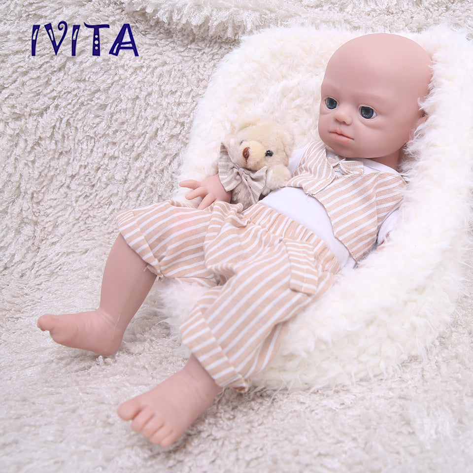 1542 IVITA 19inch Squishy Silicone Reborn Baby Handmade Vivid Platinum Silicone Newborn Doll