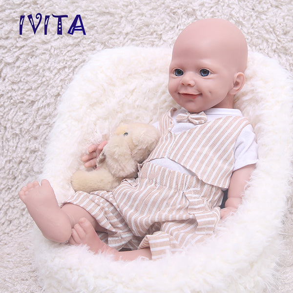 1549 IVITA 18'' Lifelike Silicone Reborn Baby Realistic Silicone Newborn Doll Can Take Dummy