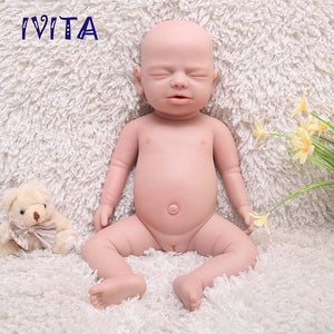 1544 IVITA 19'' Eyes Closed Silicone Baby Boy and Girl Sleeping Squishy Silicone Doll