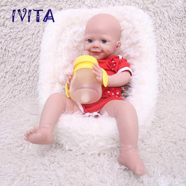 1549 IVITA 18'' Lifelike Silicone Reborn Baby Realistic Silicone Newborn Doll Can Take Dummy