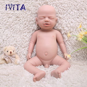 1544 IVITA 19'' Eyes Closed Silicone Baby Boy and Girl Sleeping Squishy Silicone Doll