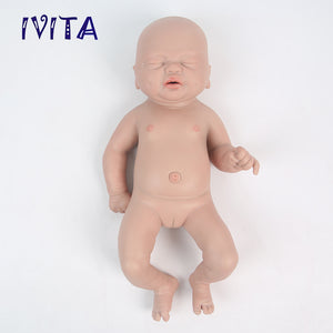 1535 IVITA 14'' Small Silicone Doll Sleeping Reborn Baby Boy And Girl Doll Mouth Open Can Take Pacifier