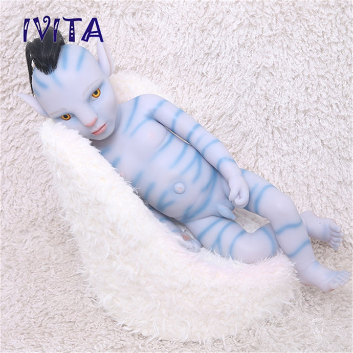 1808RH IVITA 20'' Avatar Silicone Reborn Baby Hair Rooted Amber Eyes Silicone Boy Doll