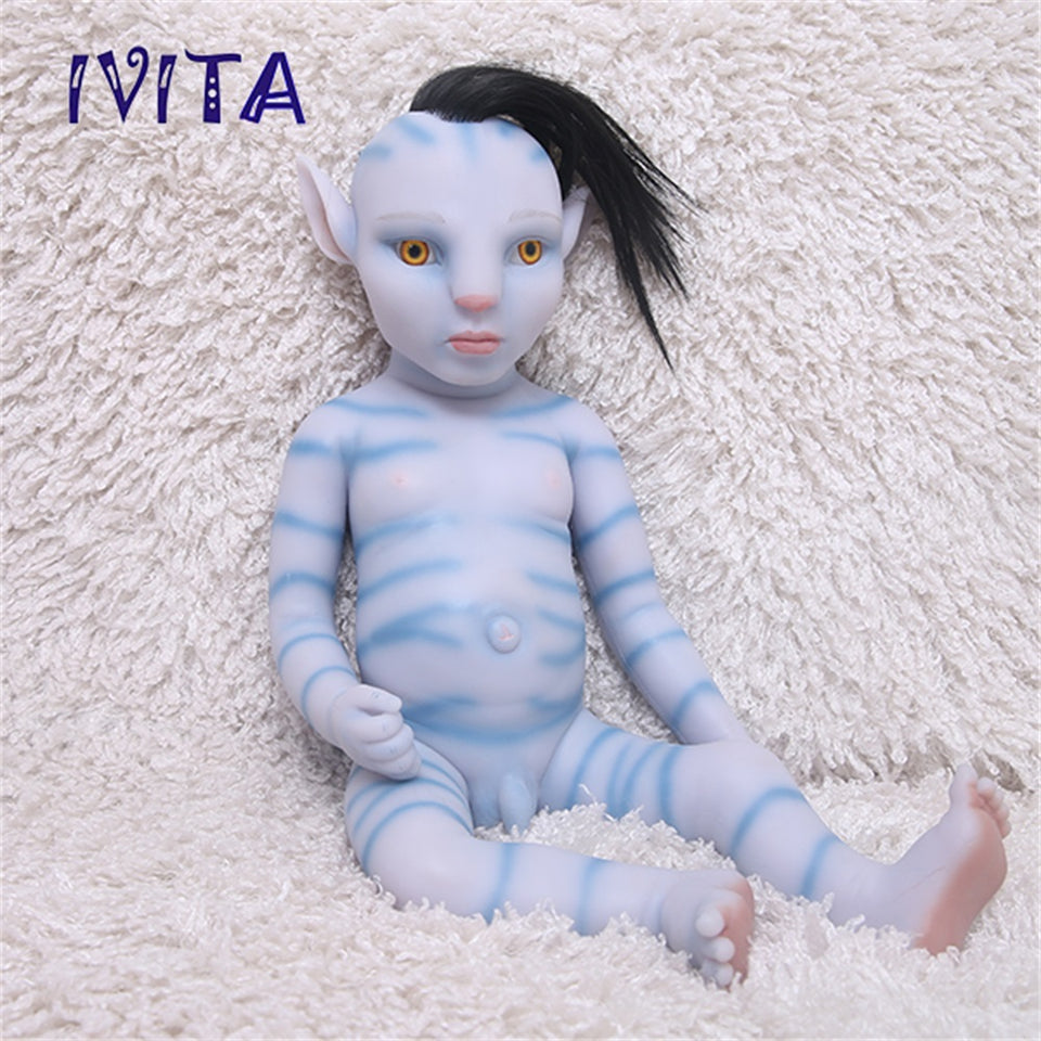 1808RH IVITA 20'' Avatar Silicone Reborn Baby Hair Rooted Amber Eyes Silicone Boy Doll