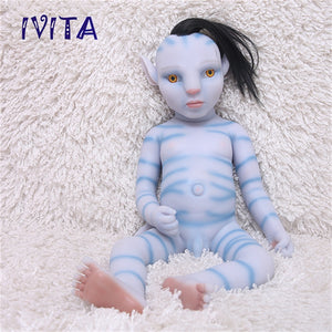 1808RH IVITA 20'' Avatar Silicone Reborn Baby Hair Rooted Amber Eyes Silicone Boy Doll