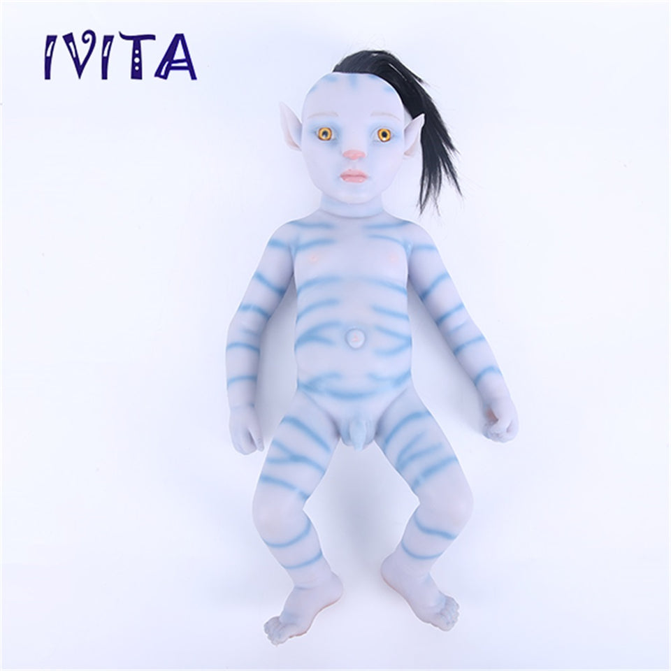 1808RH IVITA 20'' Avatar Silicone Reborn Baby Hair Rooted Amber Eyes Silicone Boy Doll