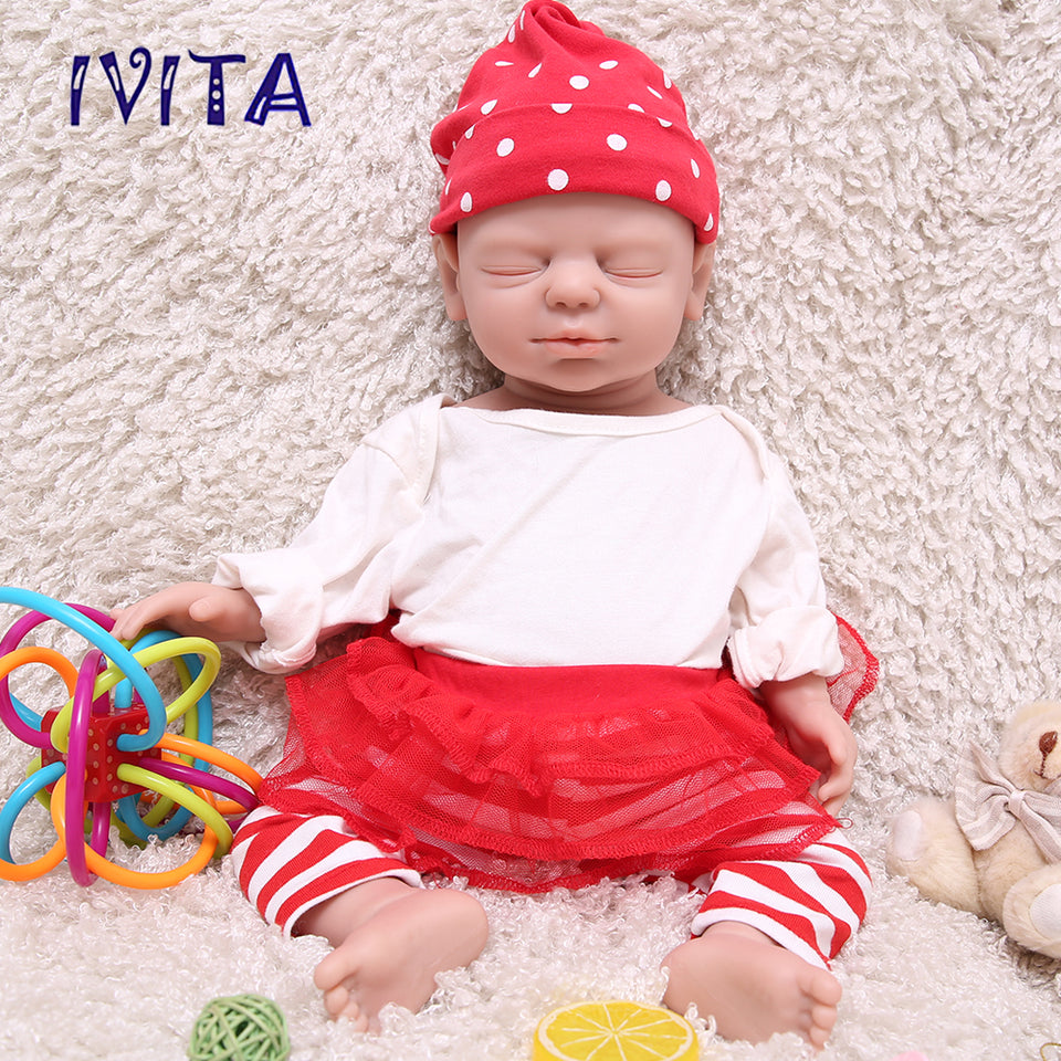 1529 IVITA 19'' Eyes Closed 100% Full Body Silicone Reborn Baby Girl and Boy Silicone Doll