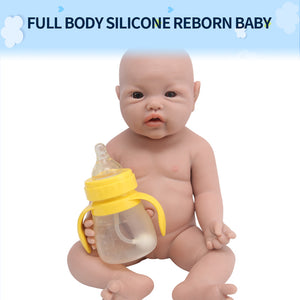 1526 IVITA 17'' Squishy Silicone Reborn Baby Blue Eyes Boy And Girl Mouth Open Can Take Dummy