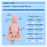 1547 IVITA 21'' Eyes Closed Alseep Silicone Reborn Baby Girl and Boy Platium Silicone Doll