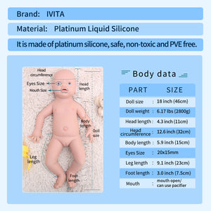 1546 IVITA 19'' Soft Silicone Reborn Baby Floppy Silicone Newborn Doll Can Take Dummy