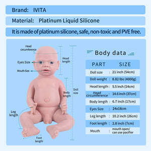 1543 IVITA 21'' Silicone Reborn Baby Floppy Silicone Newborn Doll Can Take Pacifier in mouth