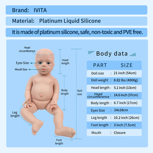 1537 IVITA 21‘’ Silicone Reborn Baby 100% Platinum Liquid Silicone Newborn Doll Kids Gift