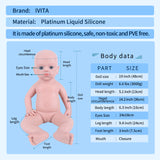 1542 IVITA 19inch Squishy Silicone Reborn Baby Handmade Vivid Platinum Silicone Newborn Doll