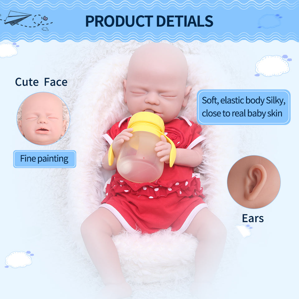 1544 IVITA 19'' Eyes Closed Silicone Baby Boy and Girl Sleeping Squishy Silicone Doll