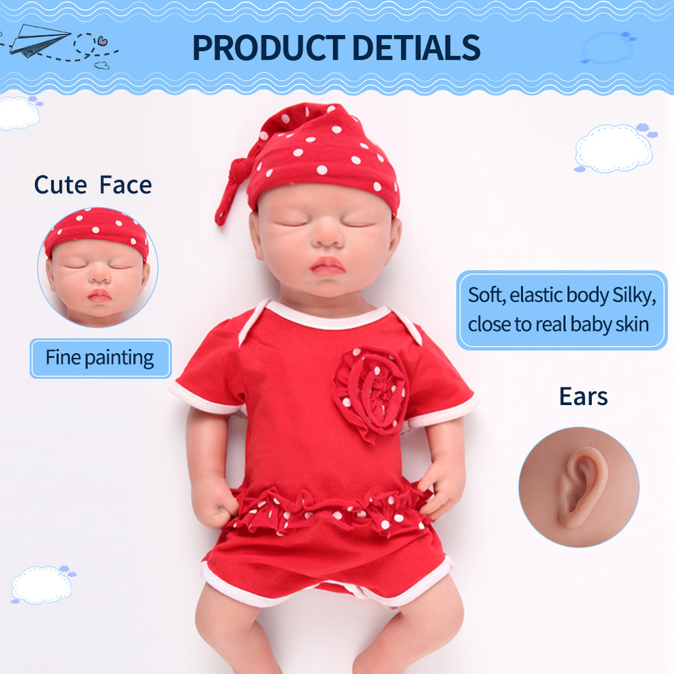 1507 IVITA 18'' Eyes Closed Full Body Silicone Reborn Baby Girl and Boy