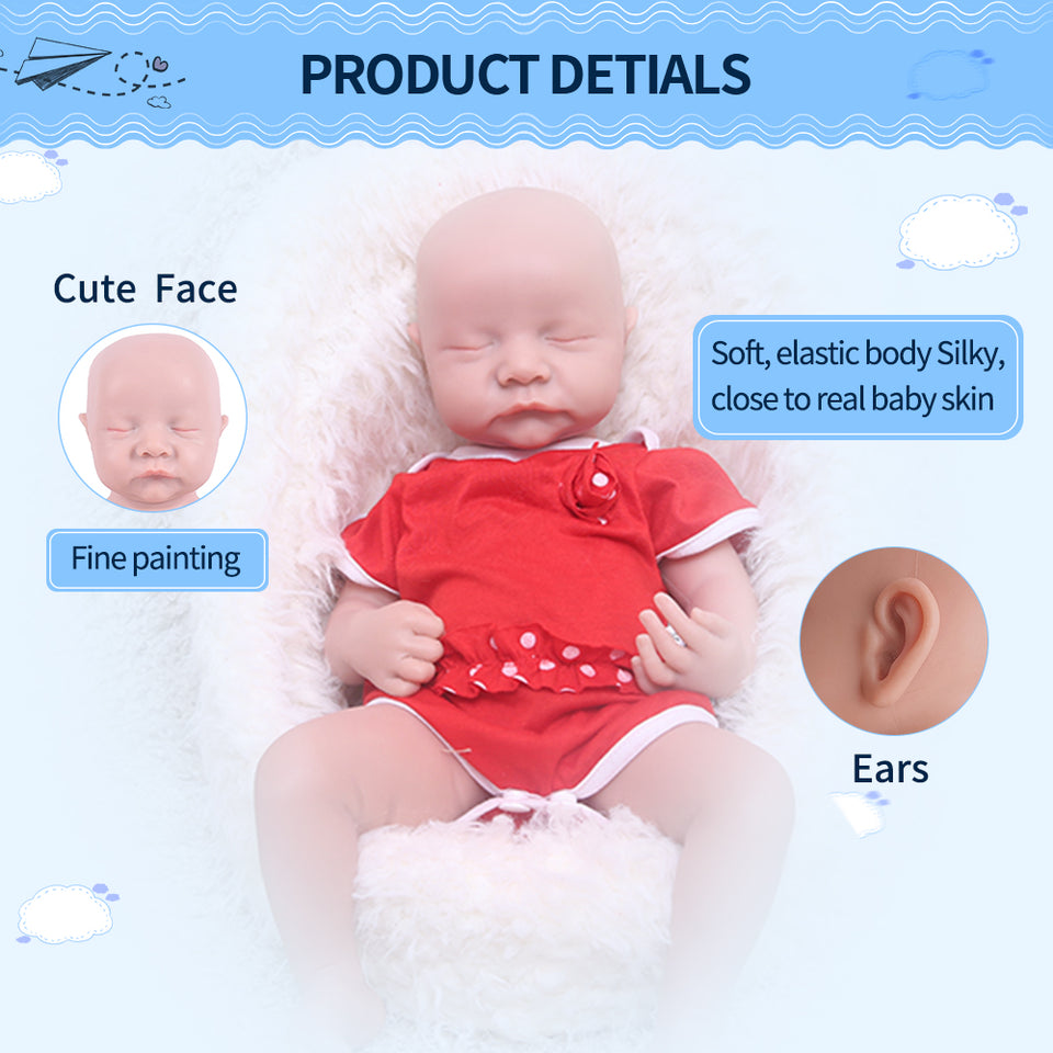 1548 IVITA 17'' Sleeping Silicone Reborn Baby Eye Closed Platium Liquid Silicone Doll Kids Xmas Gift