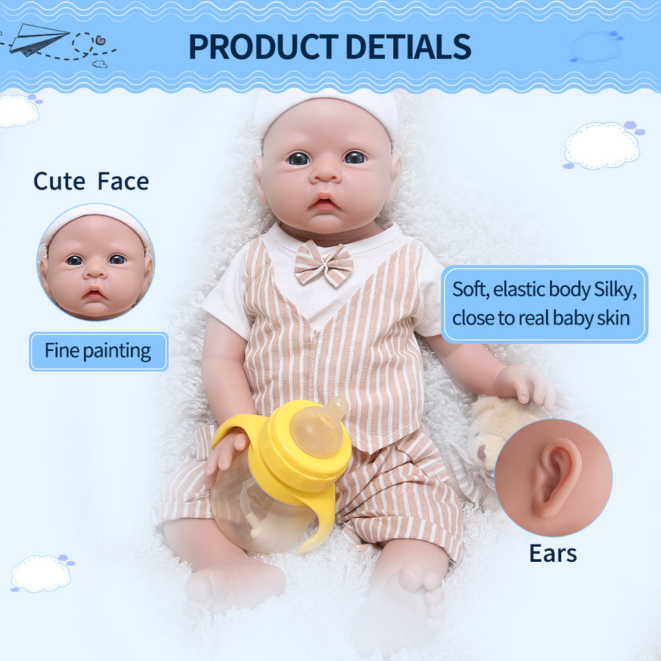 1521 IVITA 20'' Full Body Silicone Reborn Baby Boy and Girl Lifelike Floppy Silicone Doll