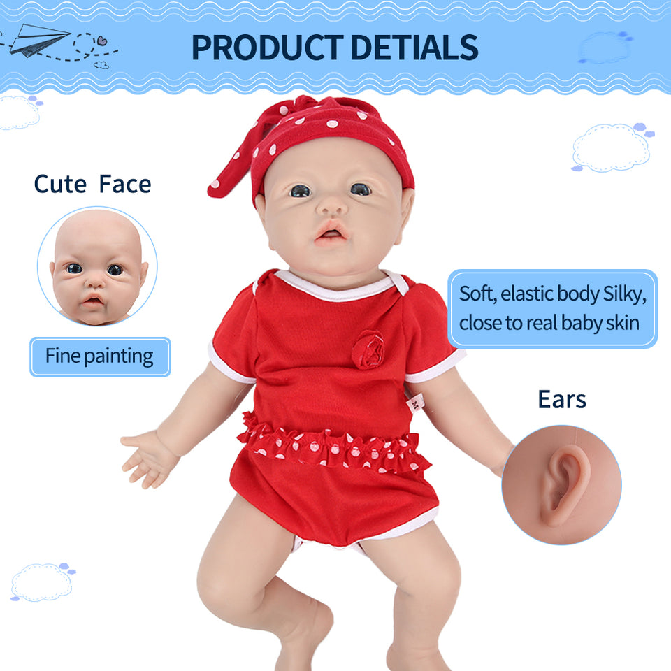 1526 IVITA 17'' Squishy Silicone Reborn Baby Blue Eyes Boy And Girl Mouth Open Can Take Dummy