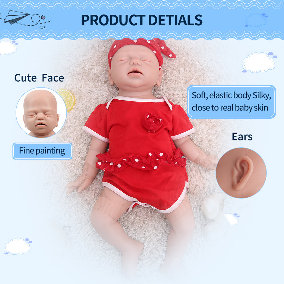 1530 IVITA 21'' Artificial Silicone Doll Eyes Closed Reborn Baby Boy and Girl Mouth Open 100% Silicone Doll