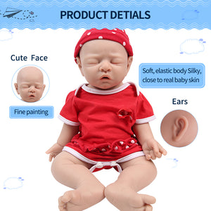 1528 IVITA 17'' Lifelike Silicone Doll Eyes Closed Reborn Baby Boy and Girl Mouth Open